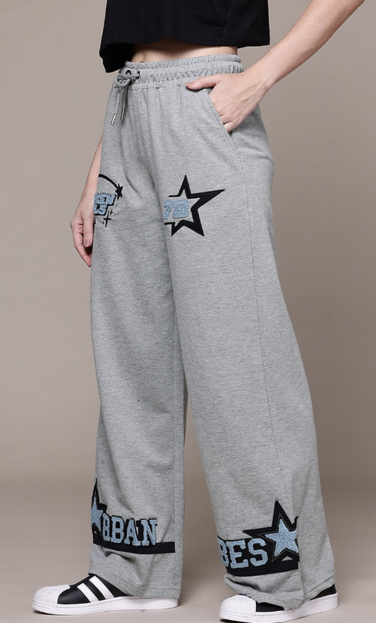 ChicChat Appliqué Flared Track Pants