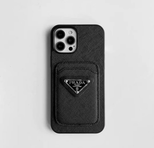 iPhone Luxury Brand Prada Card Holder Leather Case Cover