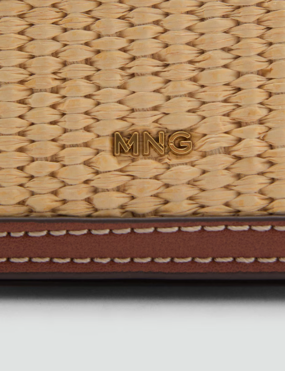 Raffia-effect crossbody purse