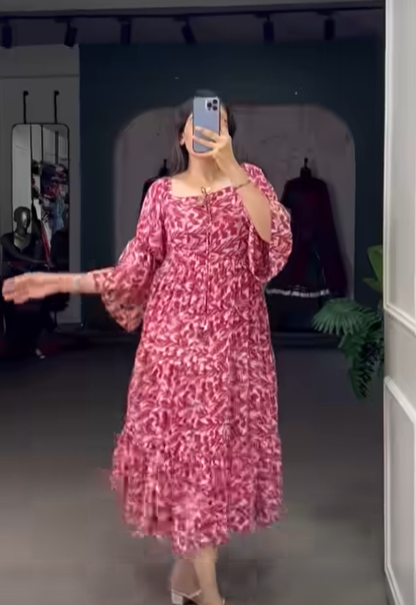 Women Leaf Print Fit & Flare Dress