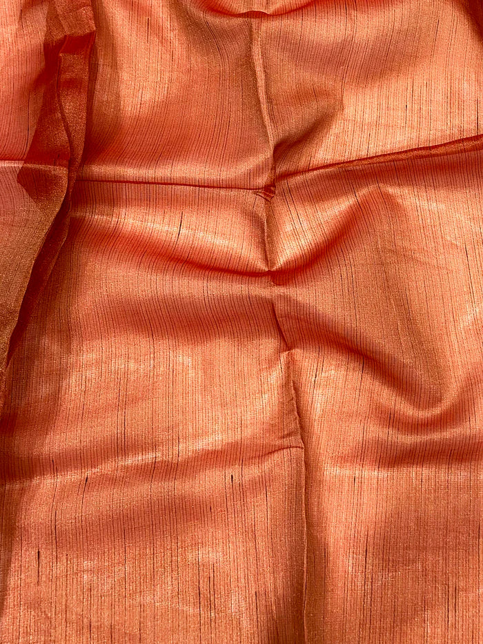 Radiant Ember Satin Tissue Saree