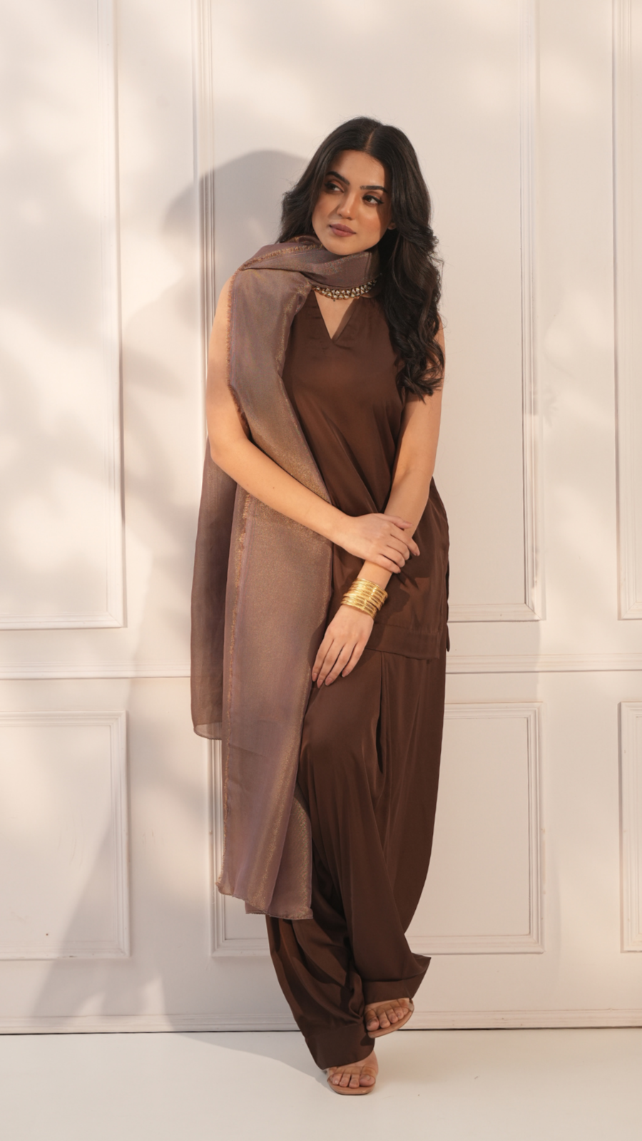 Sand' Middle Eastern Fit Kurta Set with Dupatta