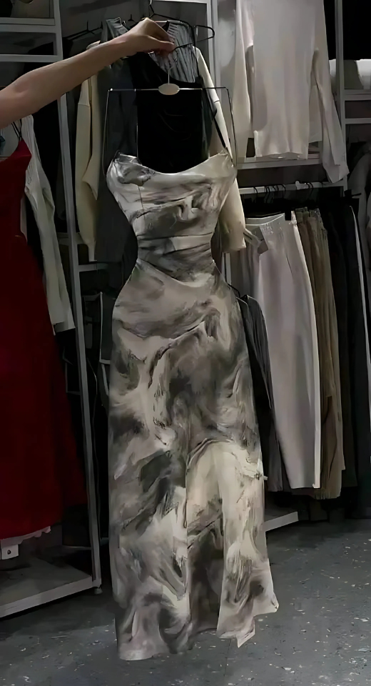 Elegant Grey Printed Dress