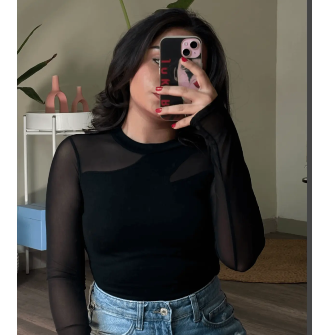 Mesh Crossover Top for Women