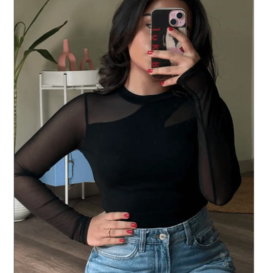 Mesh Crossover Top for Women
