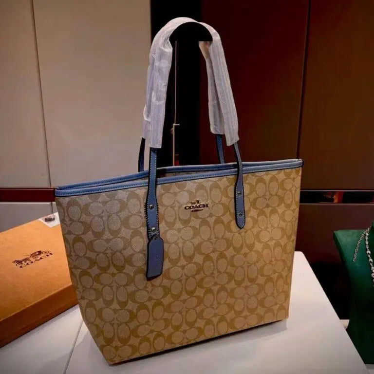 COACH APRICOT BLUE CITY TOTE BAG