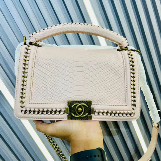 CHANEL LEBOY CROCO PREMIUM QUALITY PINK HANDBAG