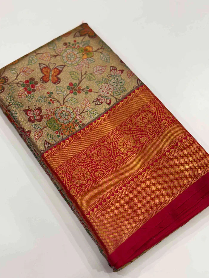 Red Dharmavaram Butterfly Silk Saree