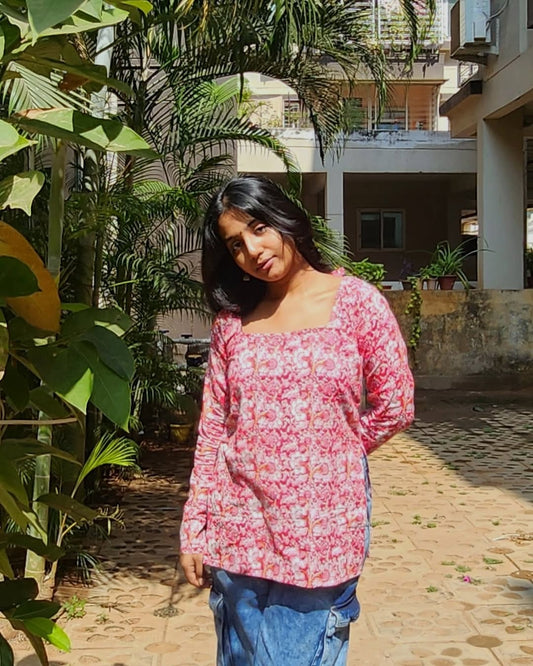 Back Design Pink Short Kurti