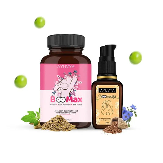 100% Original Ayurvedic Boobeautiful Oil & Boomax Combo (New & improved formulation)