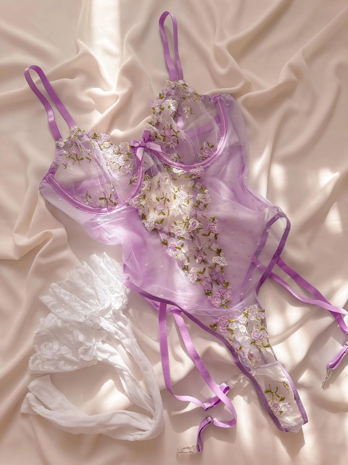 Barbie Lilac Flower Underwire Bodysuit