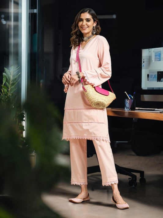 Sangria Pure Cotton Kurta with Trousers