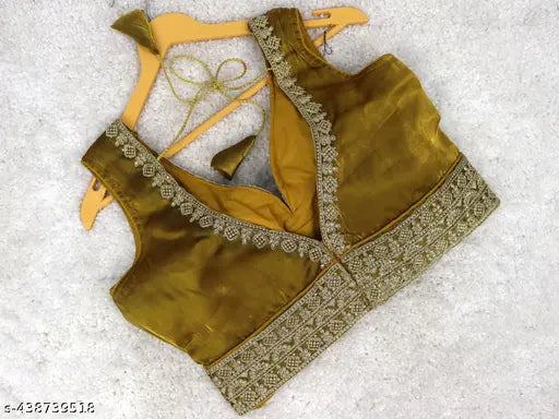 Solid Beads and Stones Saree With Fancy Blouse