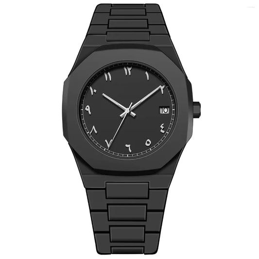 Men's Black Quartz Watch - Round Dial, Soft Touch, Waterproof, Business & Luxury
