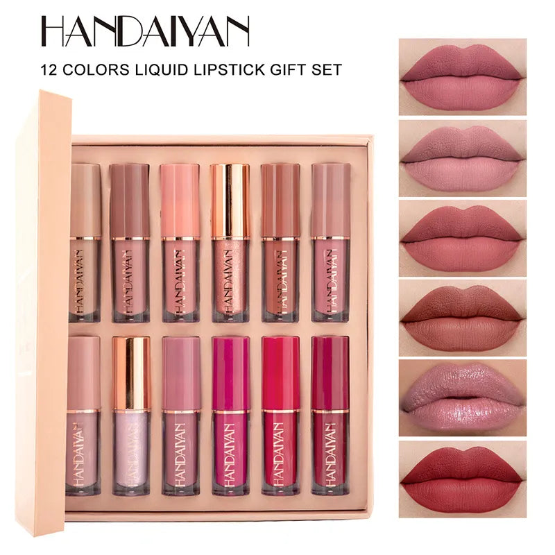 HANDAIYAN Liquid Matte Lipstick | 12 pcs set | Waterproof | Long lasting | Velvet Touch