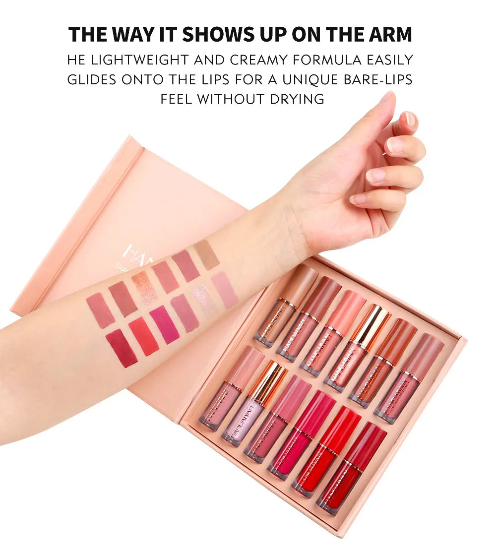 HANDAIYAN Liquid Matte Lipstick | 12 pcs set | Waterproof | Long lasting | Velvet Touch