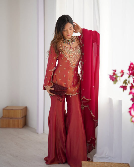 Handcrafted  Organza Dupatta Suit