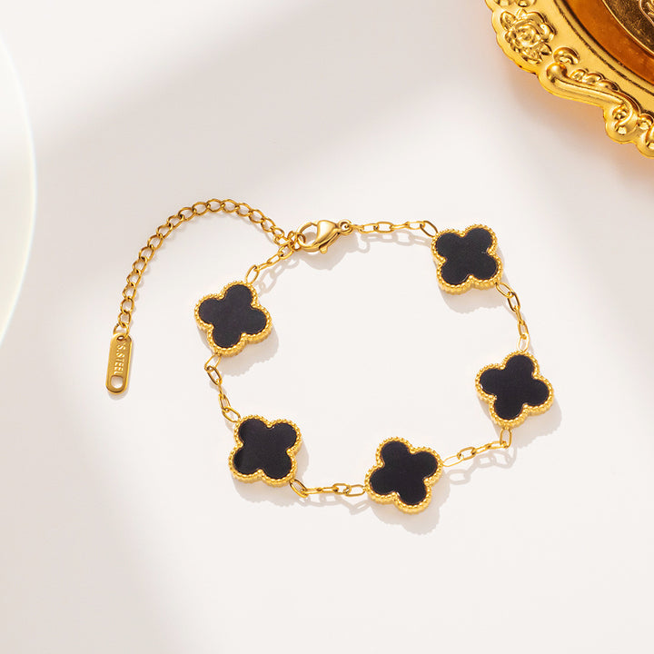 Set of 10 Gold Plated Clover Bracelets