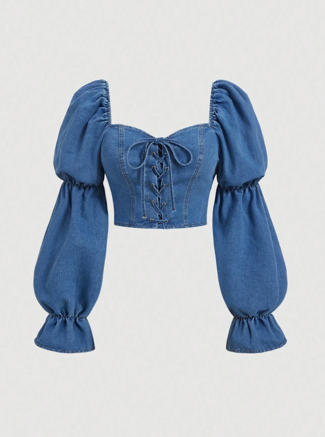Combo Of 2 Puff Sleeve Veil Corset Top & Tunic