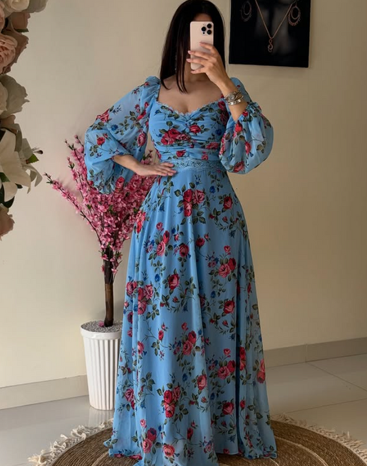Blue Blossom Maxi Dress