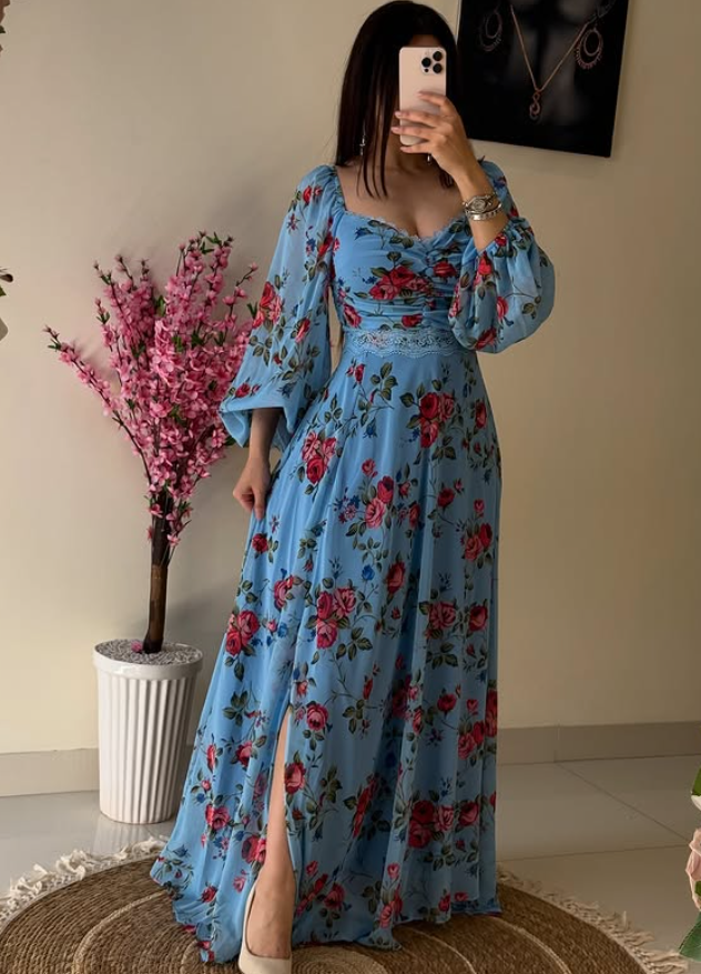 Blue Blossom Maxi Dress