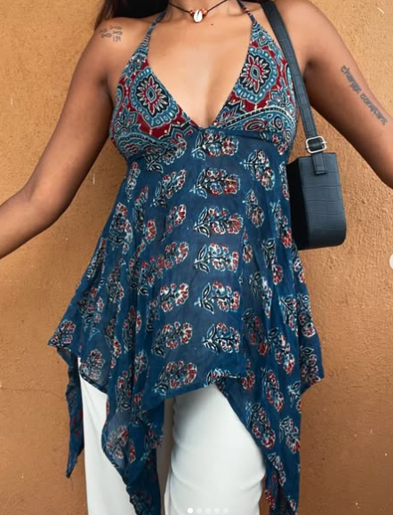 Boho Chic Handkerchief Halter Top