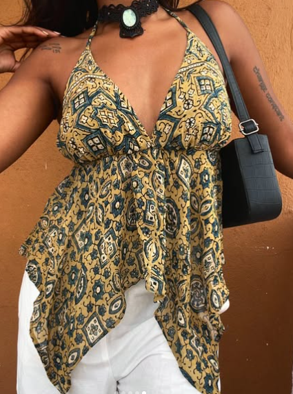 Boho Chic Handkerchief Halter Top