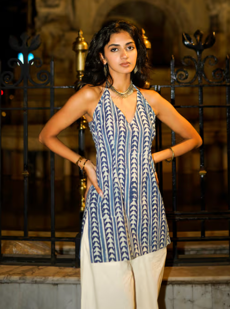 Indigo Halter Corset Kurti for Women