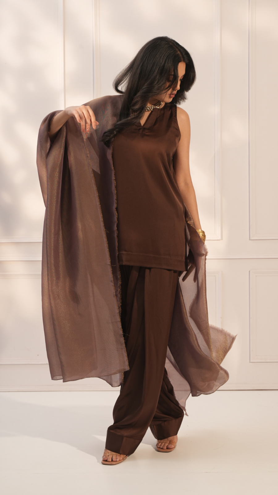 Sand' Middle Eastern Fit Kurta Set with Dupatta