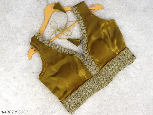 Solid Beads and Stones Saree With Fancy Blouse