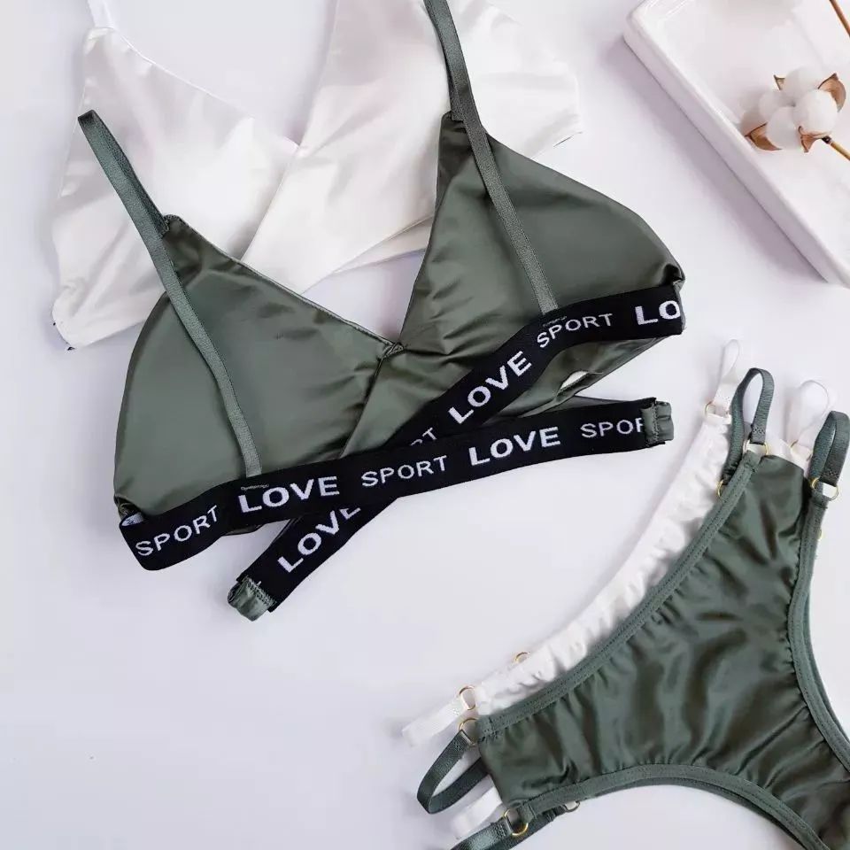 Ladies Imported Pack Of 5 Silk Matt Colors Bralette With Panty T-Panty Sets (Pack Of 4 Sets)