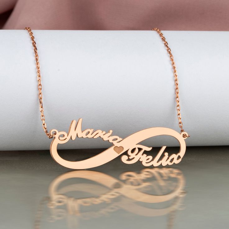 Infinity Personalized Name Necklace 22K Gold Plated Sterling Silver