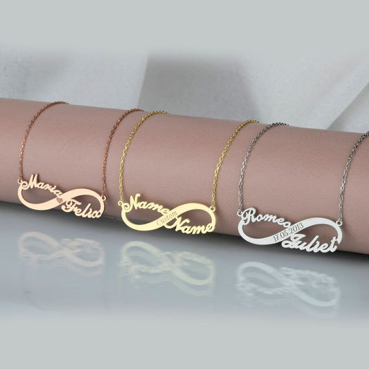 Infinity Personalized Name Necklace 22K Gold Plated Sterling Silver